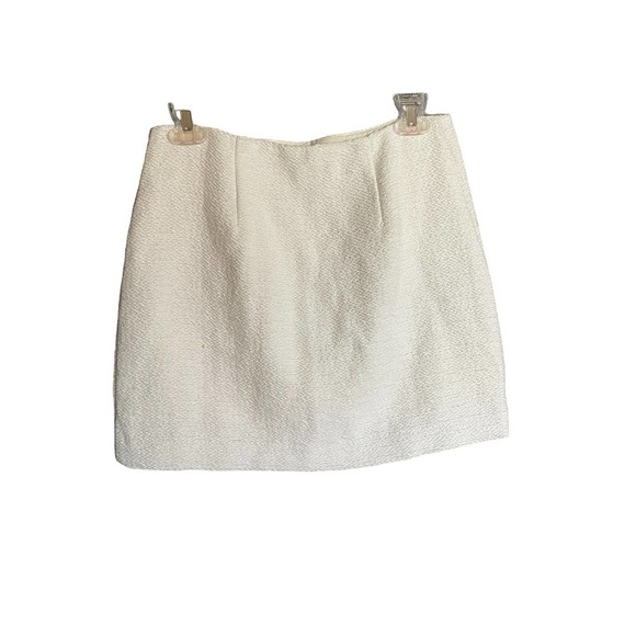 ECATE High Waist Mini Brocade Skirt Side Front Zip Size 8 Cream - Picture 2 of 6